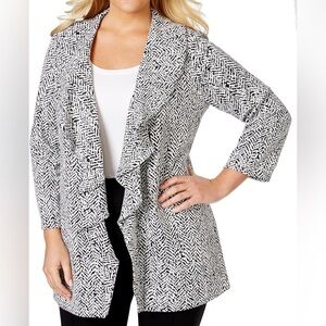 Calvin Klein Women's Intarsia Knit Ruffled Open Cardigan